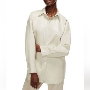 Aritzia Wilfred Faux Leather Pelli Button Down Shacket